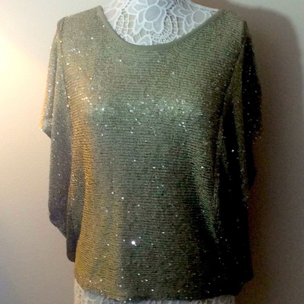 Gold Silk Sweater/Gold Sequins